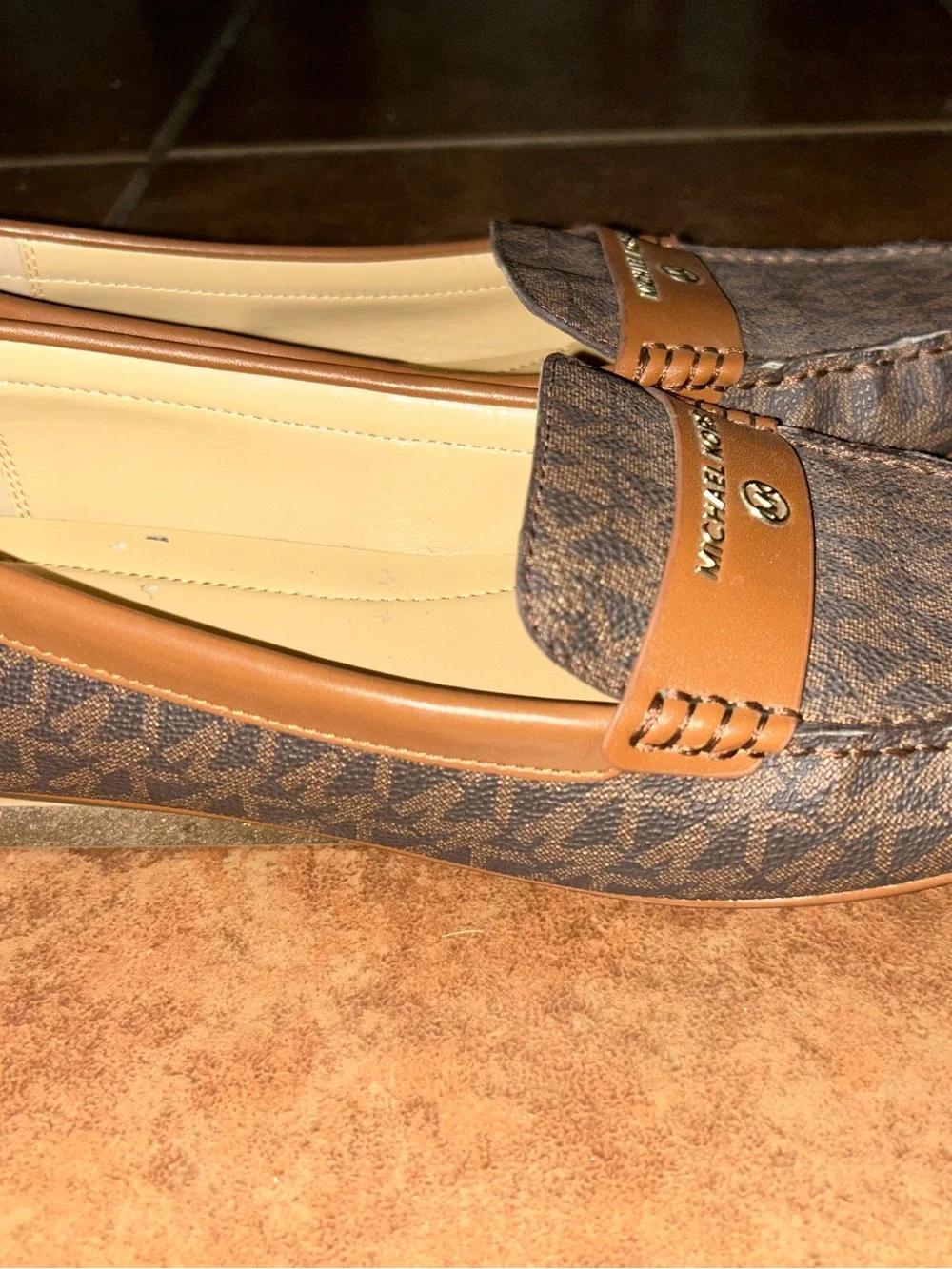 Michael Kors Men’s Brown and Dark Brown Logo Moccasin Loafers